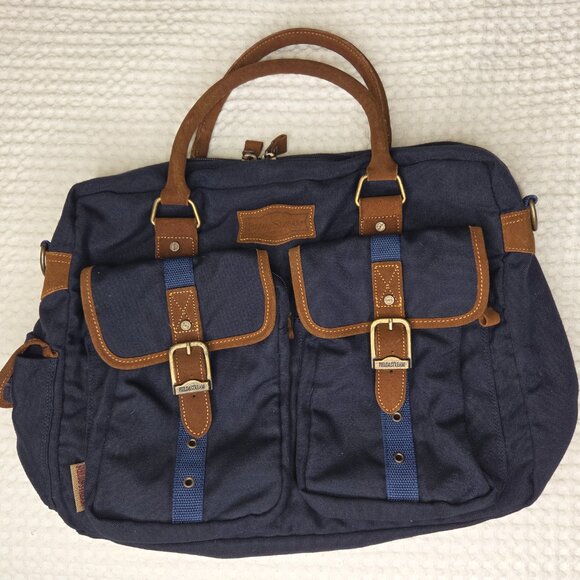 Field and Stream Canvas Leather Travel Laptop Messenger Work Briefcase Bag - Picture 2 of 11